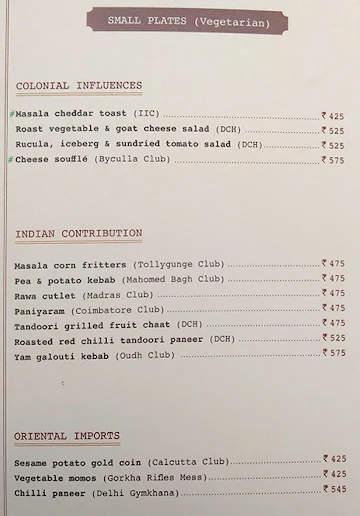 Delhi Club House menu 