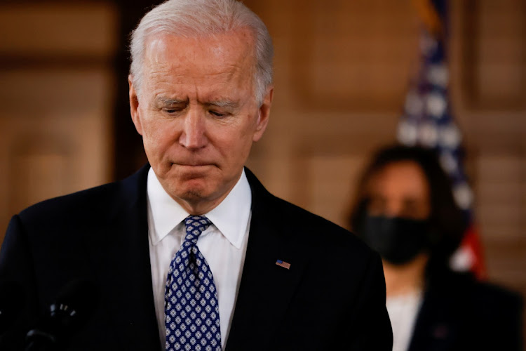 US President Joe Biden delivers remarks after a meeting with Asian-American leaders to discuss "the ongoing attacks and threats against the community," during a stop at Emory University in Atlanta, Georgia, US, March 19, 2021.