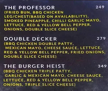 The Burger Heist Tarnaka menu 