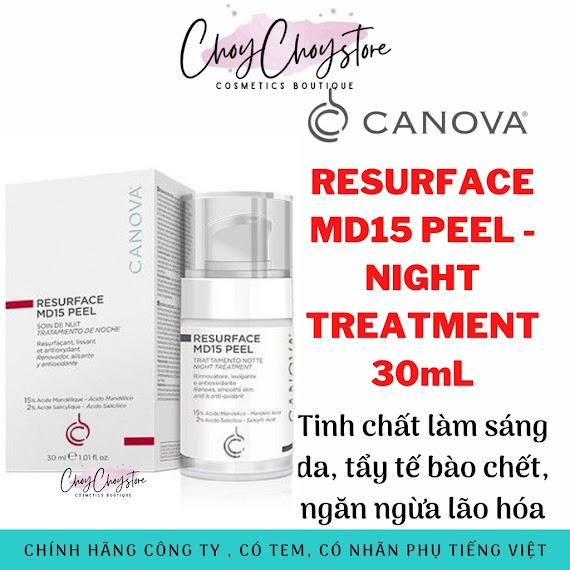 [Tem Cty] Canova Resurface Md15 Peel - Night Treatment 30Ml / Tinh Chất Làm Sáng Da, Tẩy Tế Bào Chết, Ngăn Ngừa Lão Hóa