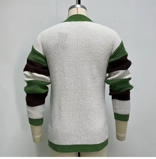 Title 2, Loose Contrast Color Woolen Cardigan Jacket for...