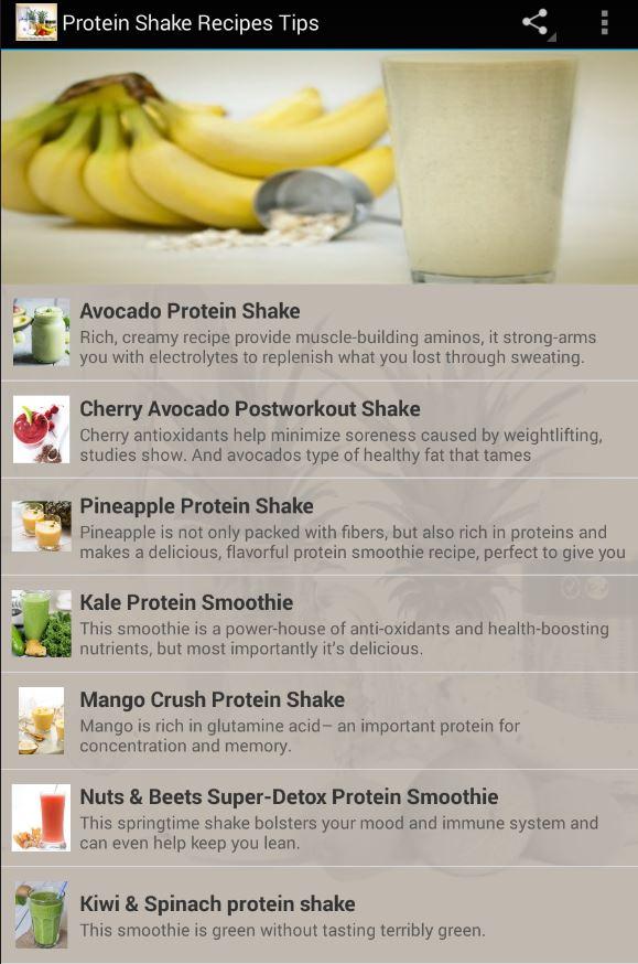 Protein Shake Recipes Tips Screen 1