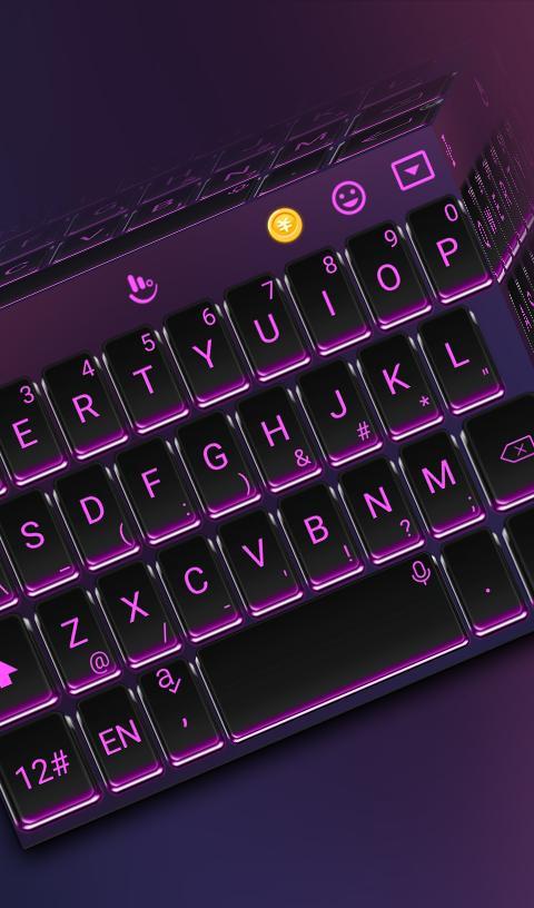 Black Purple Light Keyboard Themeのおすすめ画像2