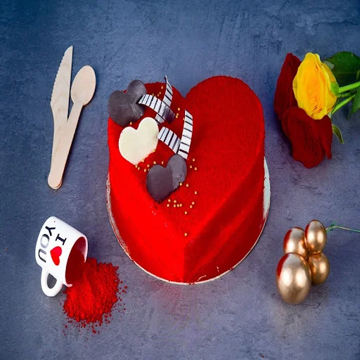 Premium Red Velvet Heart Cake
