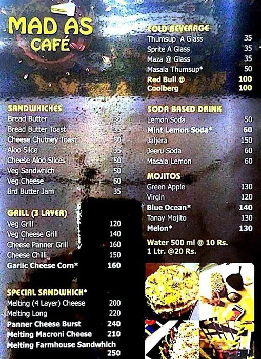 Madas Cafe menu 