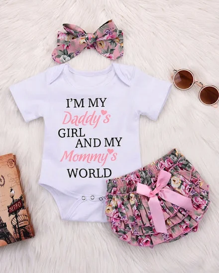 2pcs Baby Girls Outfit Clothes Romper For 0-18m Kids Summ... - 0