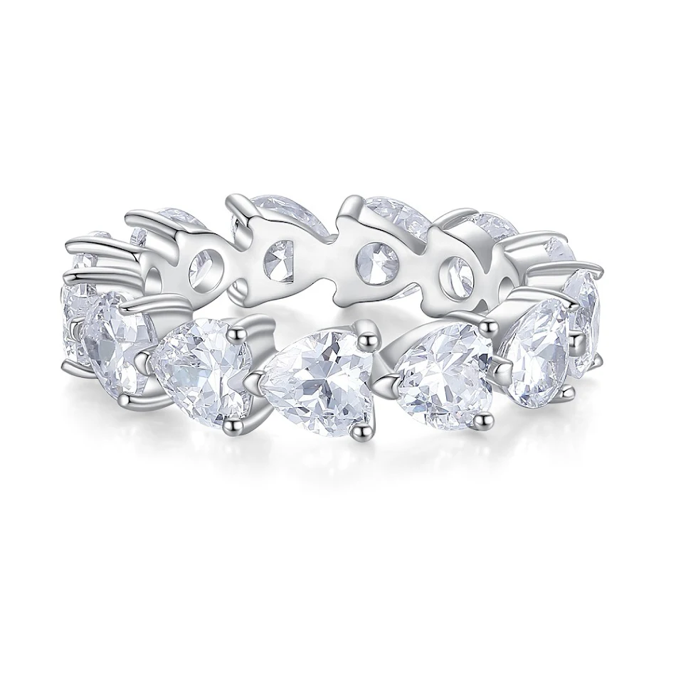 Anillo de plata de ley con circonitas de diamantes completos para hombre y mujer, brillo y elegancia. Joyería fina.
