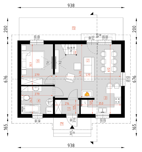 D325 - WT2021 wersja drewniana - Rzut parteru