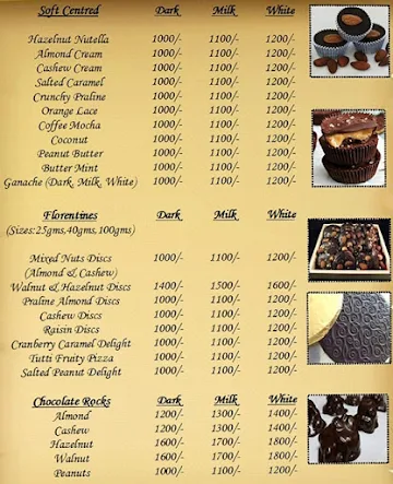 Chocolate Smith menu 