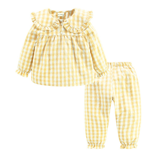 Title 2, Autumn Baby Plaid Pajamas, Pure Cotton, Long-sl...