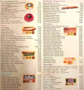 DS Dosa Factory menu 