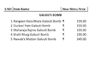 Galouti Bomb menu 1