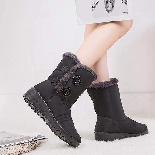 Title 4, Warm womens snow boots button waterproof boots...