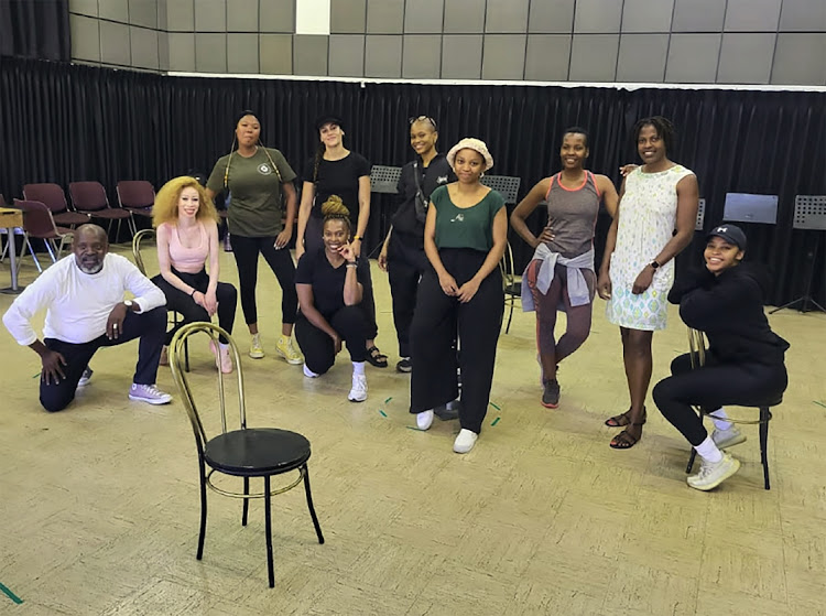 James Ngcobo, artistic director of Joburg Theatre alongside the cast of 'For Colored Girls Who Have Considered Suicide'