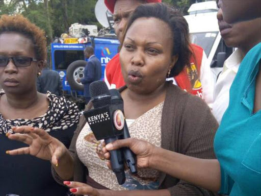 Nairobi women rep aspirant Millicent Omanga at the Jubilee headquarters on Friday./COURTESY