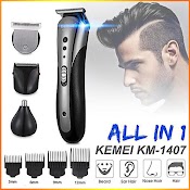 Tông Đơ Cắt Tóc Kemei Km 1407 - Tặng Kèm Máy Cạo Râu + Máy Tỉa Lông Mũi