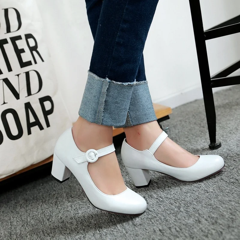 Title 9, Damen High Heels mit Schnalle, Frühling, runder...
