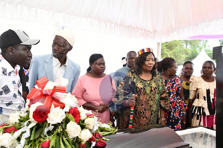 Ida Odinga in Nyahera during the funeral of Luo Council of Elders Ker Willis Otondi in Nyahera/Faith Matete