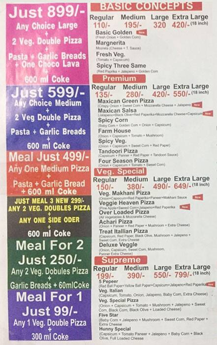 Honey Pizeria menu 