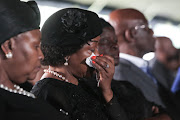 Parliamentary Speaker Baleka Mbete cries at the funeral of South African poet and political activist Professor Keorapetse Kgositsile at the Marks Park Sports grounds in Emmerentia, Johannesburg. Kgositsile died at the 79 on the 3rd January. 