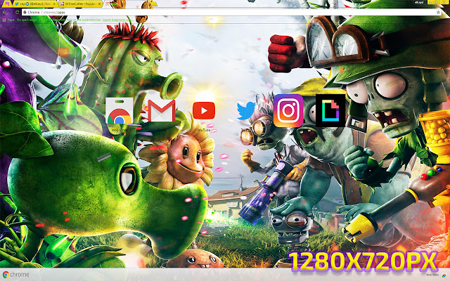 PVZ:GW Peashooter & Foot Soldier | 1280X720PX chrome extension