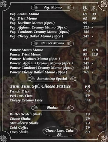 Pizzas Cafe menu 