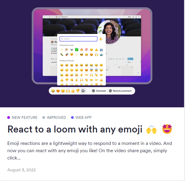 Loom release note with video