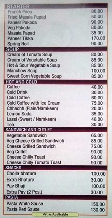 Chef Da Bawarchi Restaurant menu 