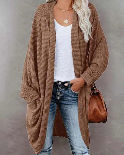 Title 4, Womens solid color long knit cardigan with poc...