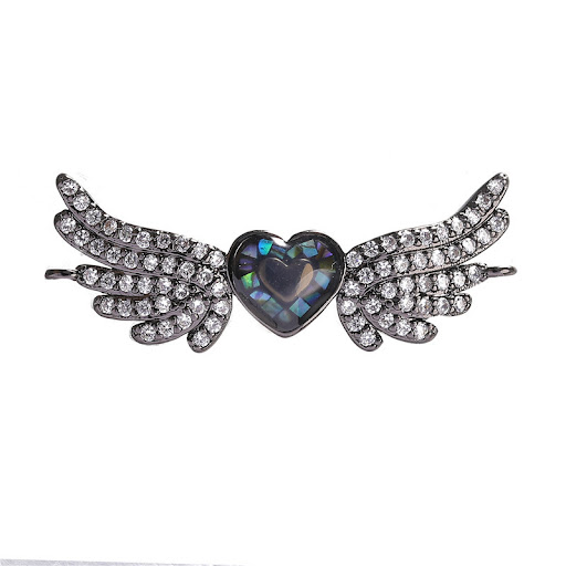 Title 5, Zircon Copper Micro-Inlaid Angel Wings Pendant,...