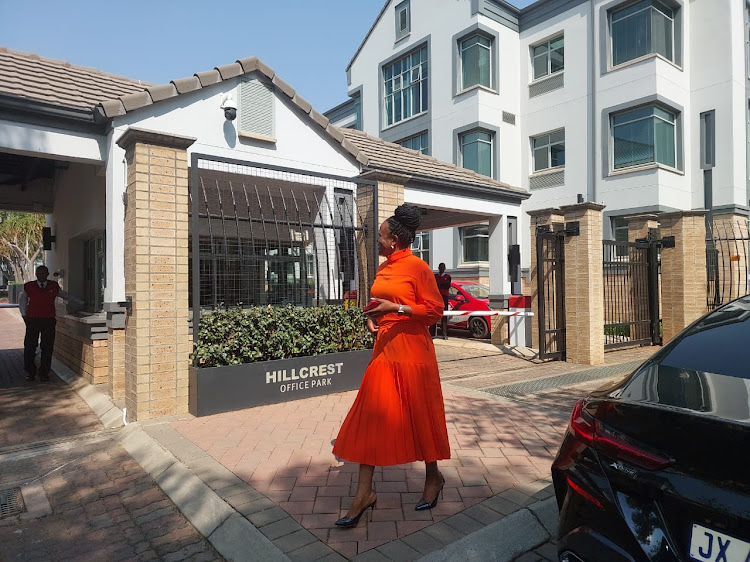 Advocate Busisiwe Mkhwebane stands outside the public protector's office in Pretoria. File photo.