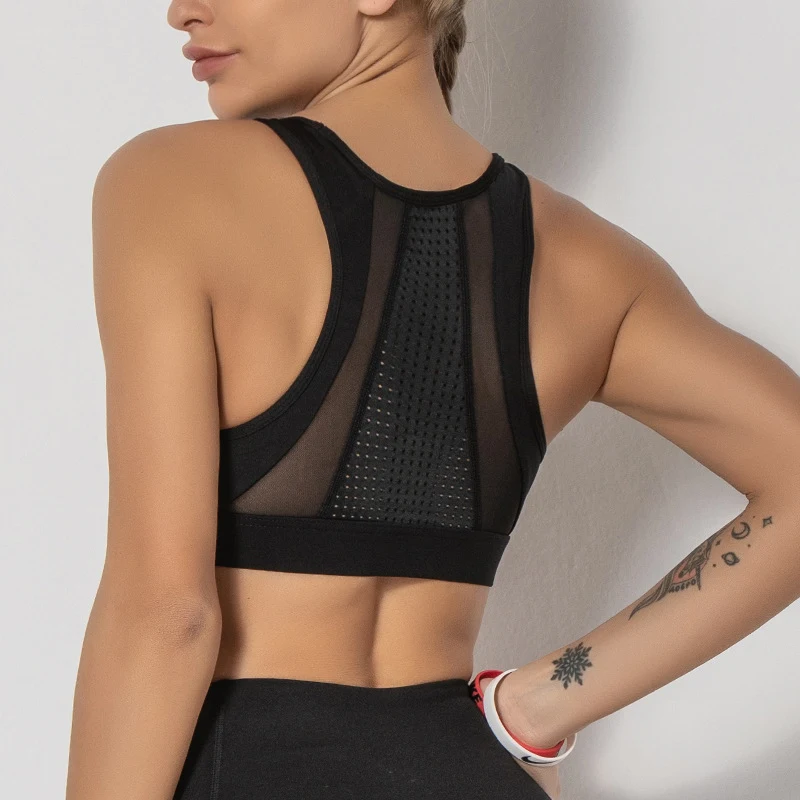Sous-vêtements de sport pour femmes en mesh respirant, style débardeur. Parfaits pour les entraînements, assurant confort et maintien.