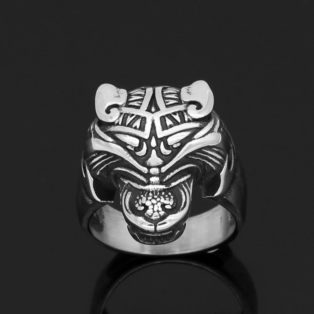 Title 5, Stainless Steel Warrior Celtic Wolf Head Ring. ...