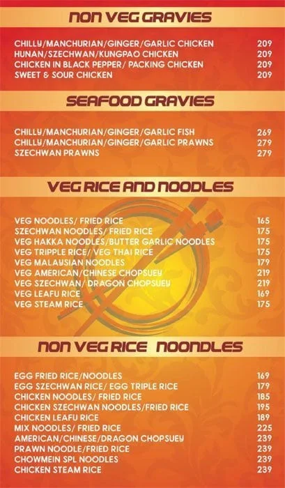 Chowmein Chinese, Indian & Tandoor menu 