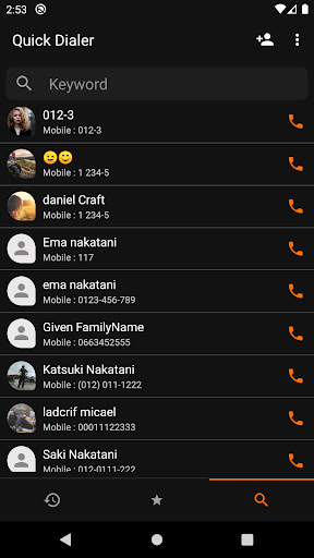 Screenshot Quick Dialer