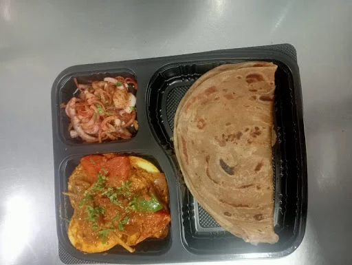 Kadai Egg With Lachha Paratha And Onion Salad