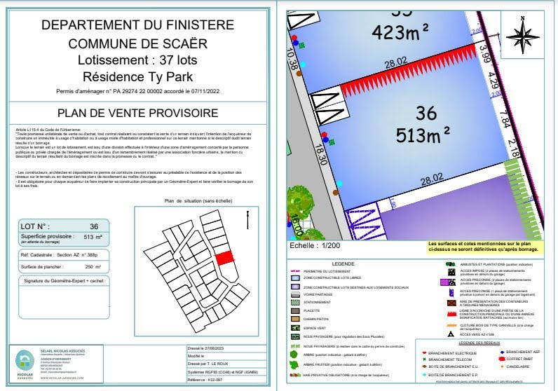 Vente terrain à batir  513 m² à Scaer (29390), 47 800 €