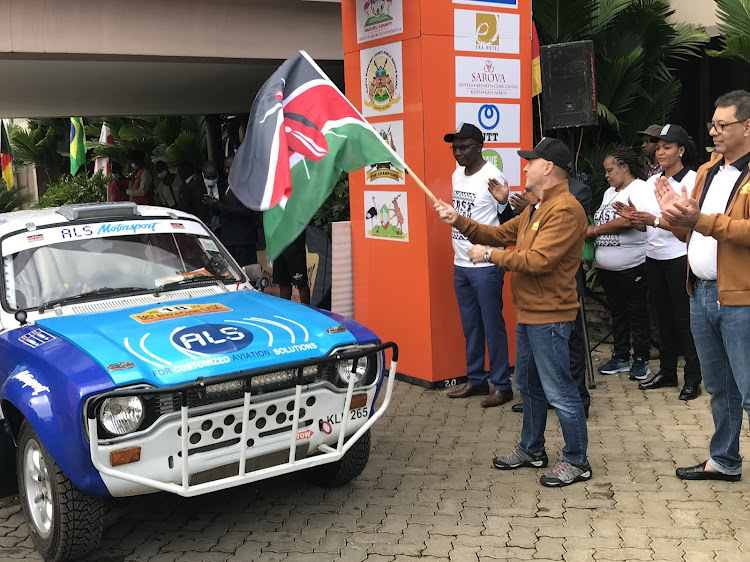 Miki Biasion flags off the Mini Classic at Satova Woodlands Nakuru