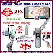 Gậy Chống Rung Gimbal Smart X Pro Trang Bị Đèn Led Trợ Sáng Cao Cấp, Gimbal Điện Thoại Tự Động Cân Bằng - Hỗ Trợ Sạc Pin