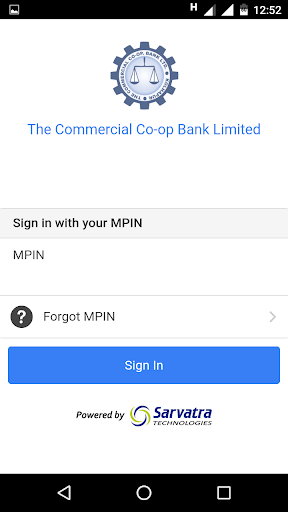 Screenshot Commercial Co-op. Bank Mobile 