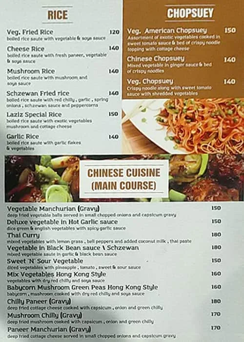 Laziz Rasoi menu 