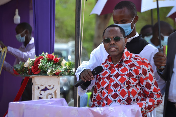 Kitui Central MP Gedion Mulyungi during the requiem mass for the people who died at the River Enziu tragedy.