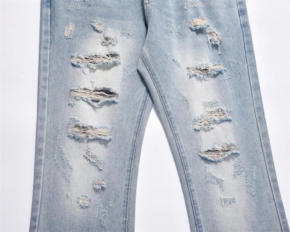 Title 6, Calças Jeans Brancas Rasgadas e Lavadas Masculi...
