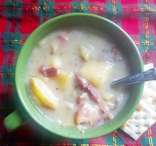 Creamy Potato and Peppered Bacon Soup is comfort food on a cold winter night!