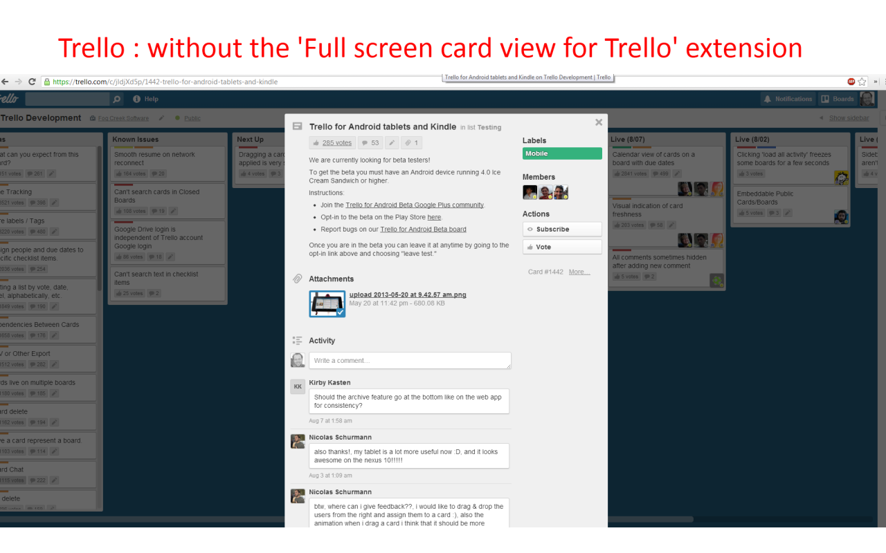 Full screen card view for Trello Preview image 0