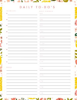 Daily To Do Floral - Planner item