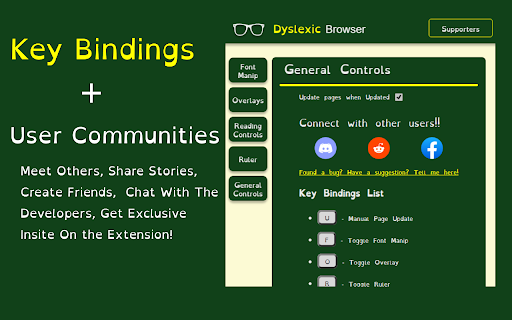 UU Dyslexic Key Bindings + User Communities Others, Stories, Create Friends, Bindings Developers, Exclusive General Controls Extension! 