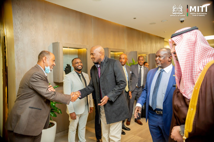 Trade and Investments CS Moses Kuria during a past visit to Saudi Arabia for bilateral talks, on December 19/FILE