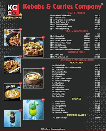 Kebabs & Curries Company menu 