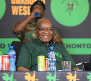Former president Jacob Zuma smiles before addressing the media in Soweto, about who he will vote for in the upcoming elections.